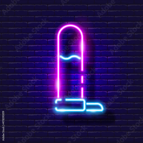 Bird drinker neon icon. Vector illustration for design, website, pet shop, veterinary clinic. Veterinary medicine concept.