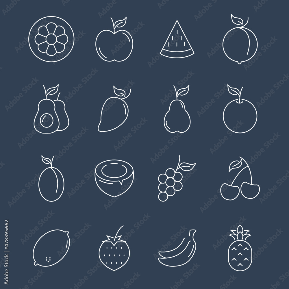 fruits icons set . fruits pack symbol vector elements for infographic web fruits icons set . fruits pack symbol vector elements for infographic web