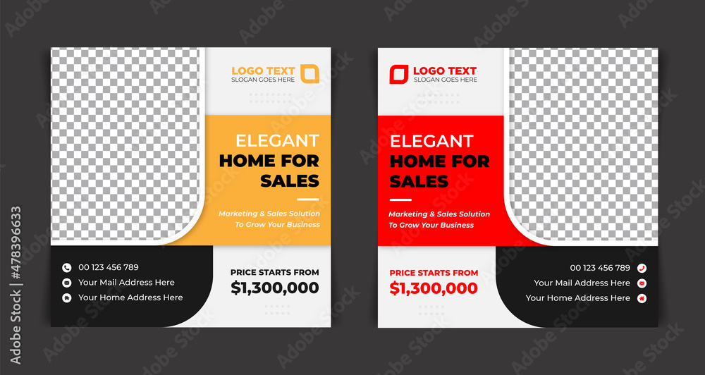 Square flyer for real estate or social media banner ads template design fully editable