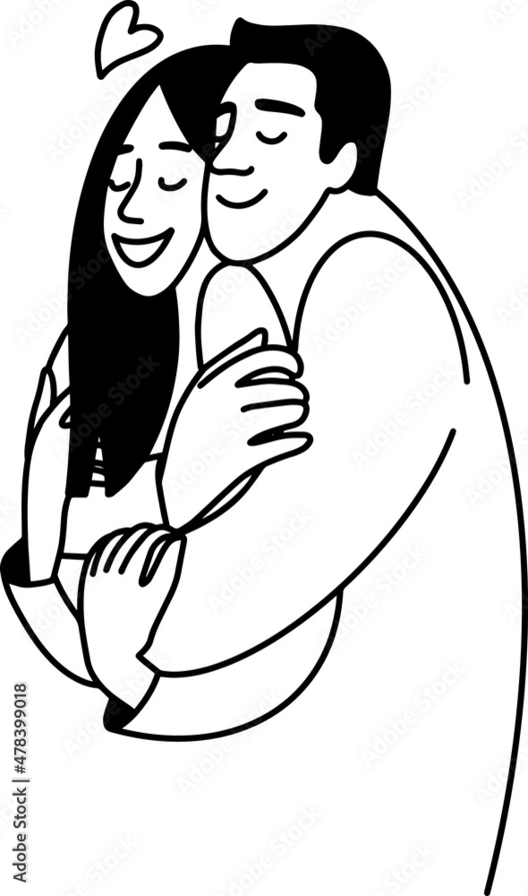 line minimalistic illustration of a couple, hugs, lovers, man and woman in love line minimalistic illustration of a couple, hugs, lovers, man and woman in love