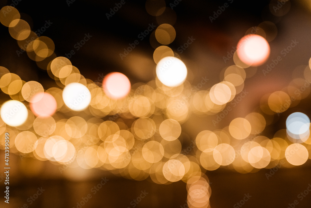 Fototapeta premium Wedding and christmas party evening. Blurred dance floor Wedding invitation background.