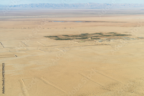 Aerial view of the desert  tozeur and its palm grove- western Tunisia - Tunisia