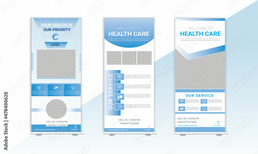 Medical Roll Up Banner, X Banner with photo space & Print Ready Design Template Medical Roll Up Banner, X Banner with photo space & Print Ready Design Template