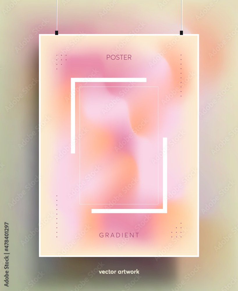 Fototapeta premium Poster covers with color vibrant gradient background. Trendy modern design. Vector templates for placards, banners, flyers, presentations and reports. Vector illustration. Eps10