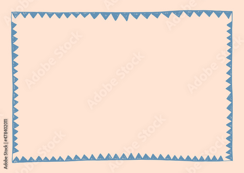 Hand drawn thin rectangular frame on the beige background. Vector illustration in doodle style. Good design for headline, card, web design, logo and sale banner
