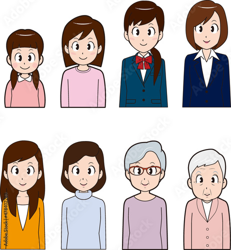 年齢別女性イラスト