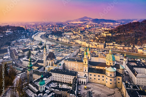 Old town of Salzburg, Austria in winter