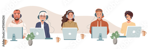 Live support concept. Business customer care service concept. Icon for contact us, support, help, phone call and website click. Flat vector illustration.