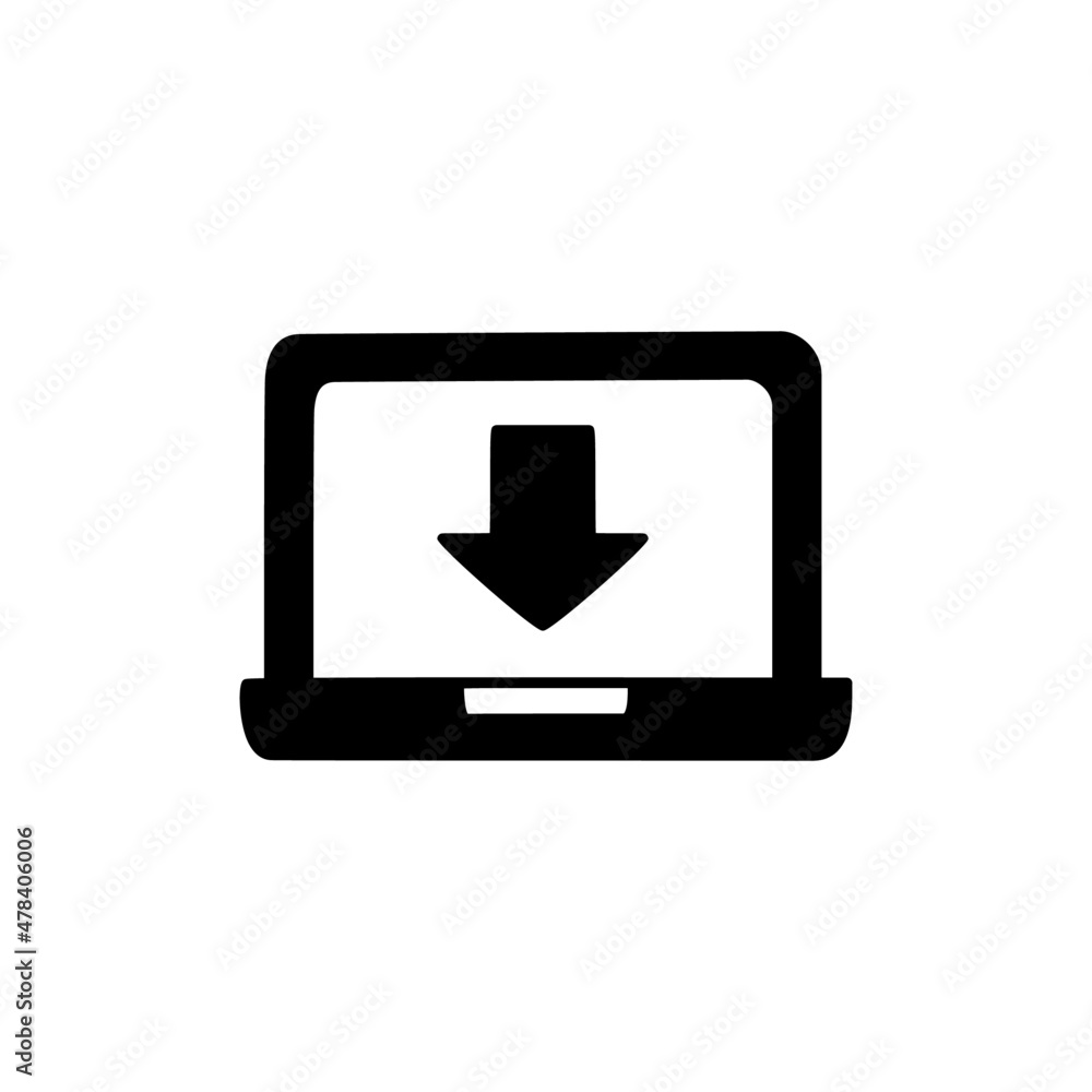 Download Icon in black flat glyph, filled style isolated on white background Download Icon in black flat glyph, filled style isolated on white background