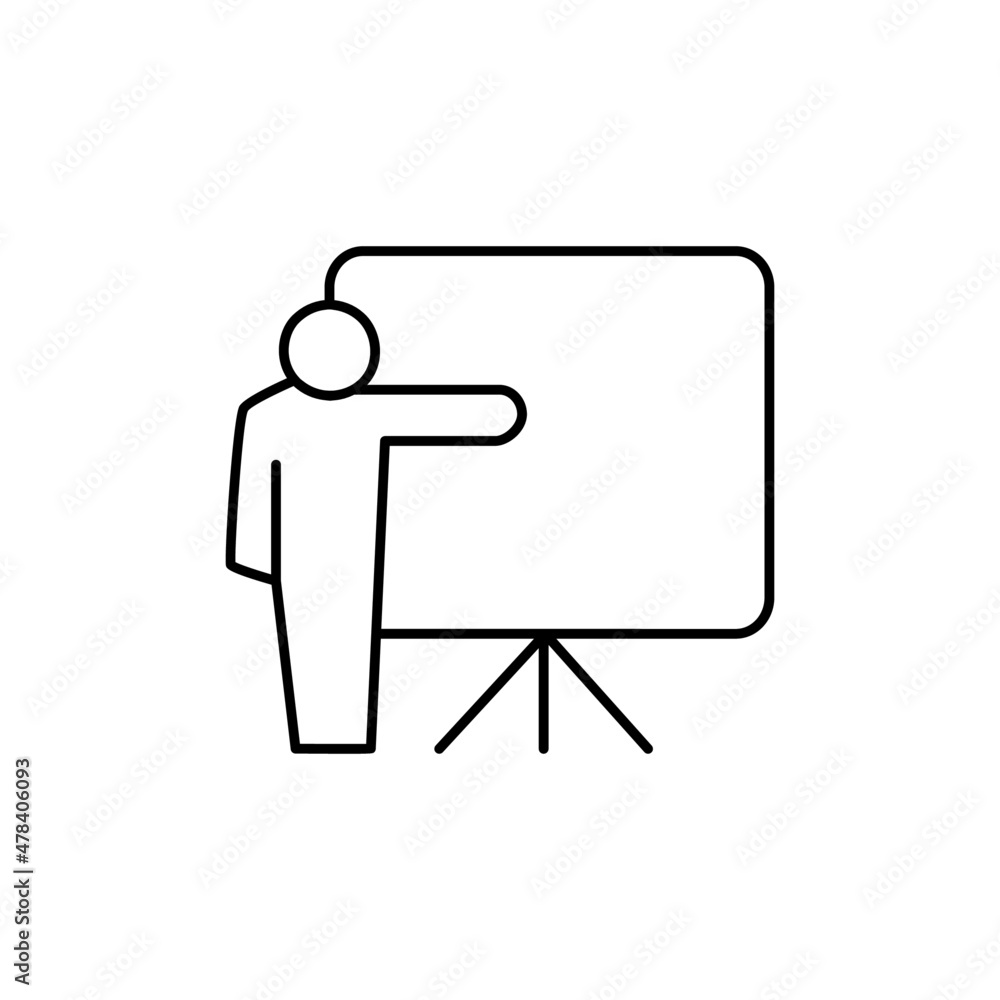 Presentation Icon in black line style icon, style isolated on white background Presentation Icon in black line style icon, style isolated on white background