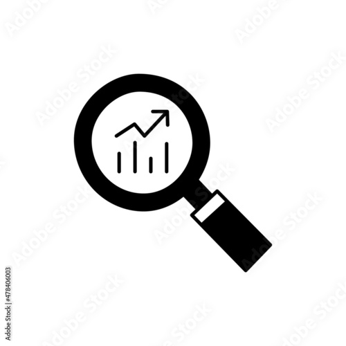 Marketing Research Icon in black flat glyph, filled style isolated on white background