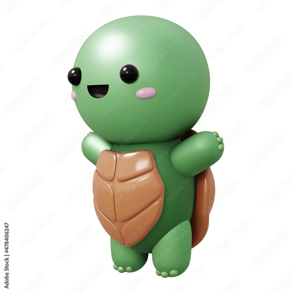 Turtle cute character cartoon 3D illustration. Turtle cute character cartoon 3D illustration.