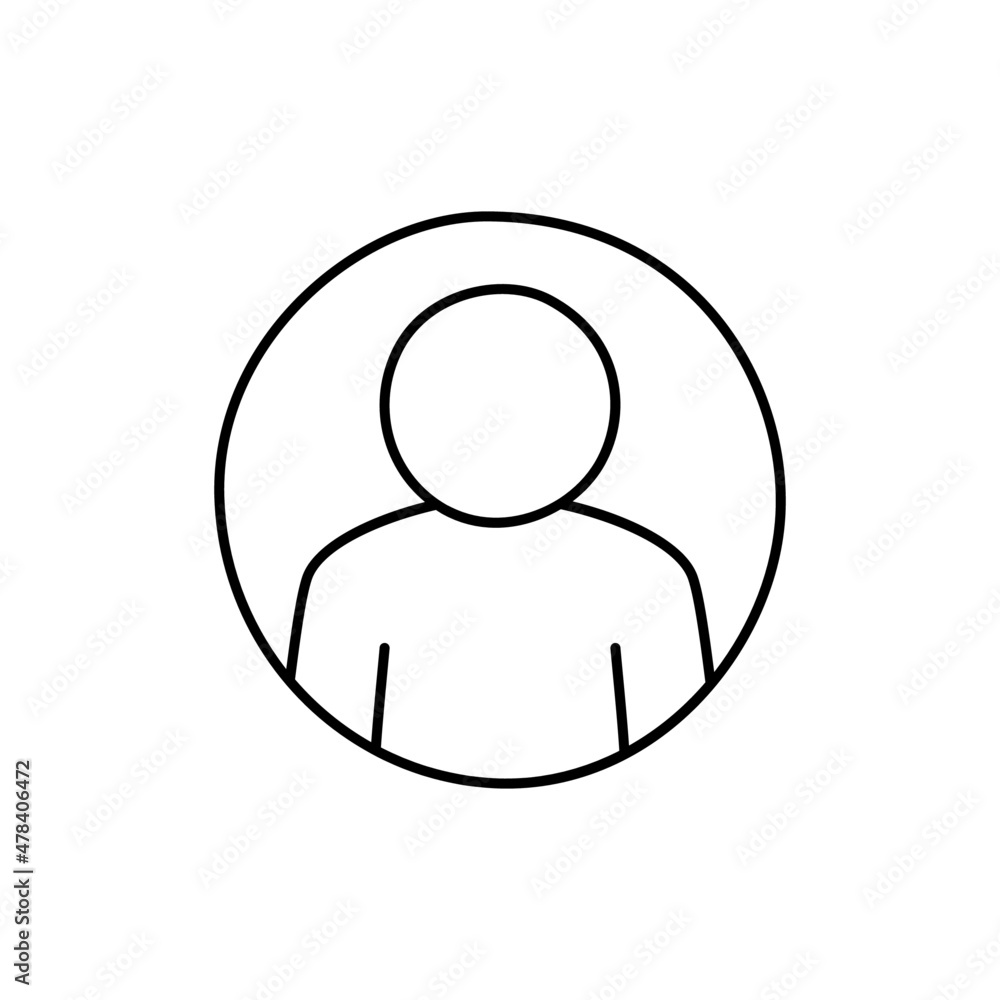 Profile Icon in black line style icon, style isolated on white background Profile Icon in black line style icon, style isolated on white background