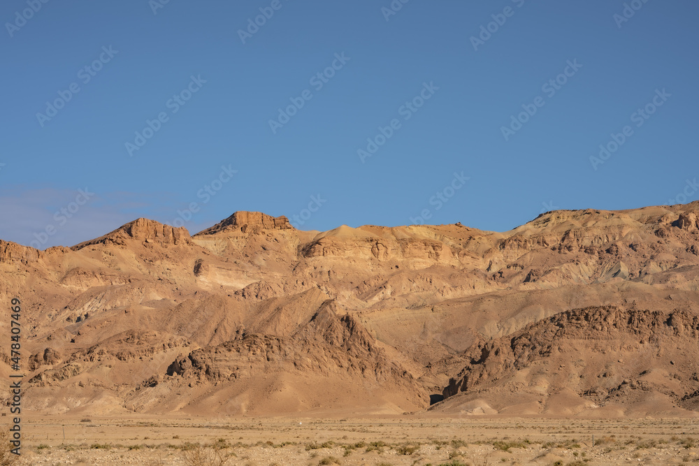 view of South mountain in western Tunisia close to Sahara -Tozeur governorate - Tunisia 