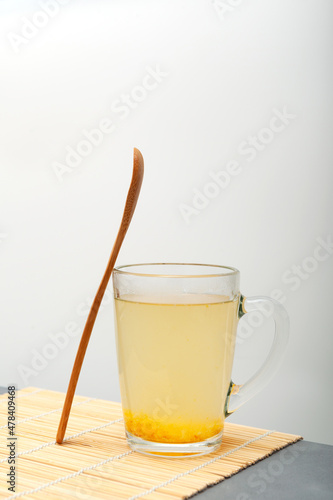Honey lemon drink. Yuzu tea or yuja tea. Korean citrus tea.  Healthy product with a high of vitamin C for support immune system