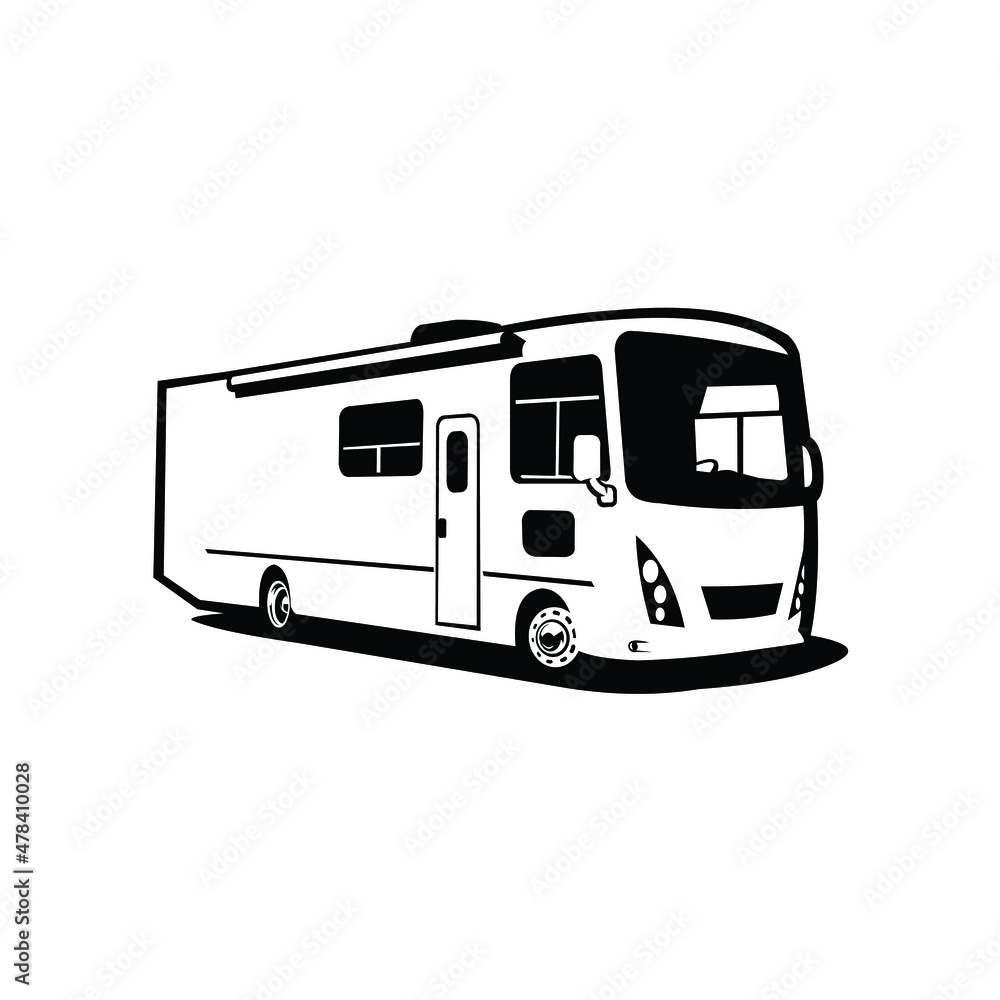 Vecteur Stock RV motorhome silhouette vector isolated in white