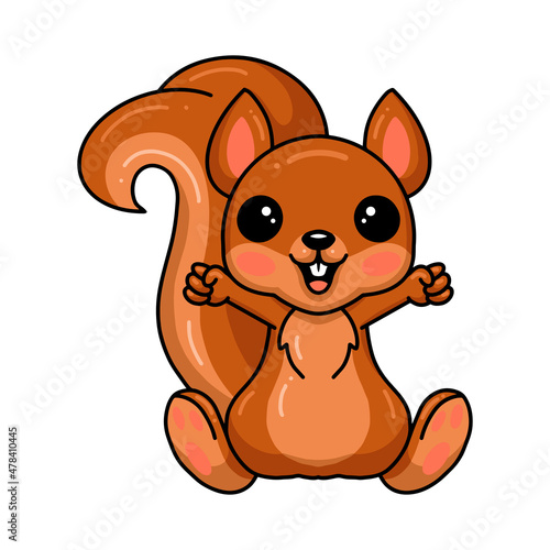 Cute little squirrel cartoon sitting