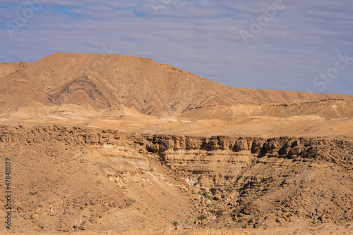 view of South mountain in western Tunisia close to Sahara -Tozeur governorate - Tunisia 