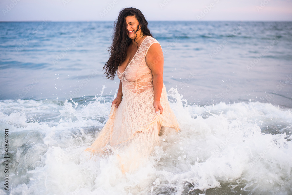 Glam Dusky Portrait of Brunette Woman at beach Glam Dusky Portrait of Brunette Woman at beach