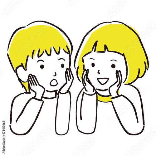手描き1color   男の子女の子　こっそり教える