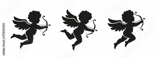 Three cute little cupid silhouettes.