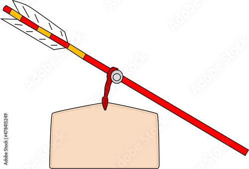 お正月の絵馬と弓のイラスト素材