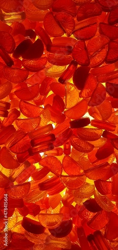 Red candy background. Delicious sweets. Sweets background and texture.