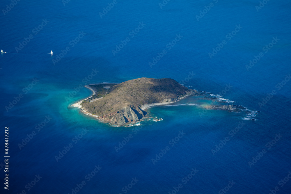 Fototapeta premium Sailboats Peter Island and Dead Chest Island. British Virgin Islands Caribbean