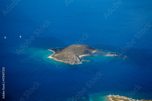 Sailboats Peter Island and Dead Chest Island. British Virgin Islands Caribbean © Overflightstock
