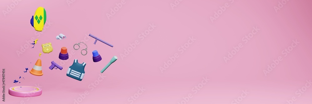 3d rendering of police data in Saint Vincent and The Grenadines for website cover and social media templates 3d rendering of police data in Saint Vincent and The Grenadines for website cover and social media templates