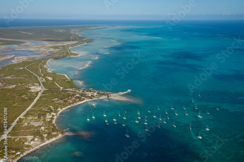 Saliboats Anchored off Anegada Island British Virgin Islands Caribbean