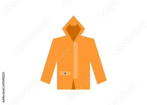 Yellow rain coat. Simple flat illustration
