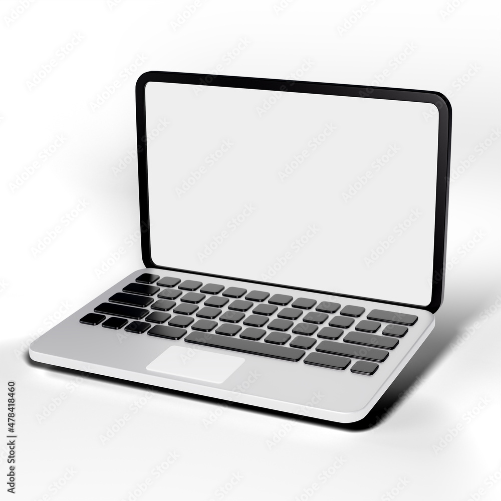 3d rendering laptop Side mockup macbook style isolated on the white background 3d rendering laptop Side mockup macbook style isolated on the white background