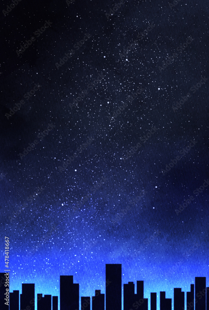 Fototapeta premium 背景素材_水彩テクスチャ_星空