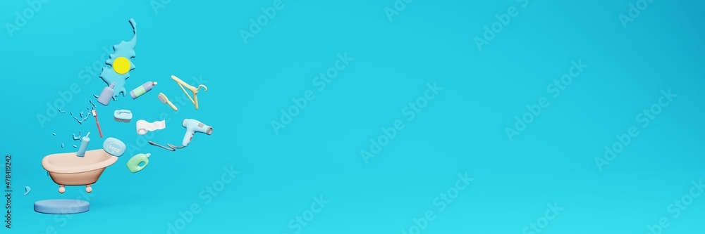 3d rendering of using bathroom equipment in Palau for data display social media and website cover 3d rendering of using bathroom equipment in Palau for data display social media and website cover