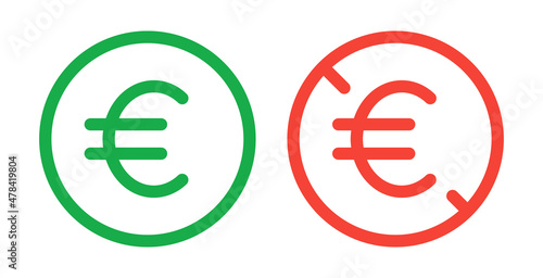Euro and no euro icon sign. Financial payment concept