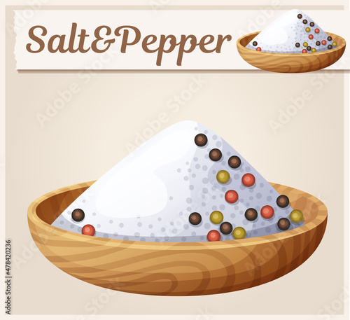 Salt and Pepper vector illustration. Cartoon food seasoning icon