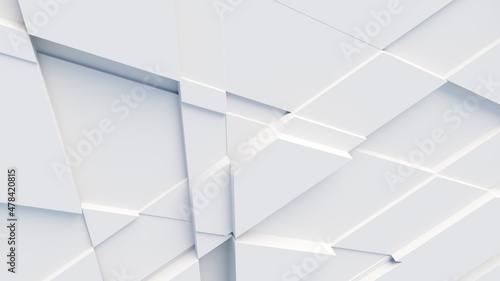 White, Tech Background with a Geometric 3D Structure. Clean, Minimal design with Simple Futuristic Forms. 3D Render. photo