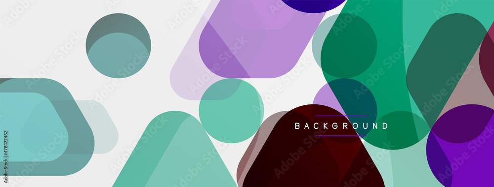 Color bubbles and rounded geometric shapes on white. Vector geometric minimal abstract background for wallpaper, banner, background, landing page Color bubbles and rounded geometric shapes on white. Vector geometric minimal abstract background for wallpaper, banner, background, landing page