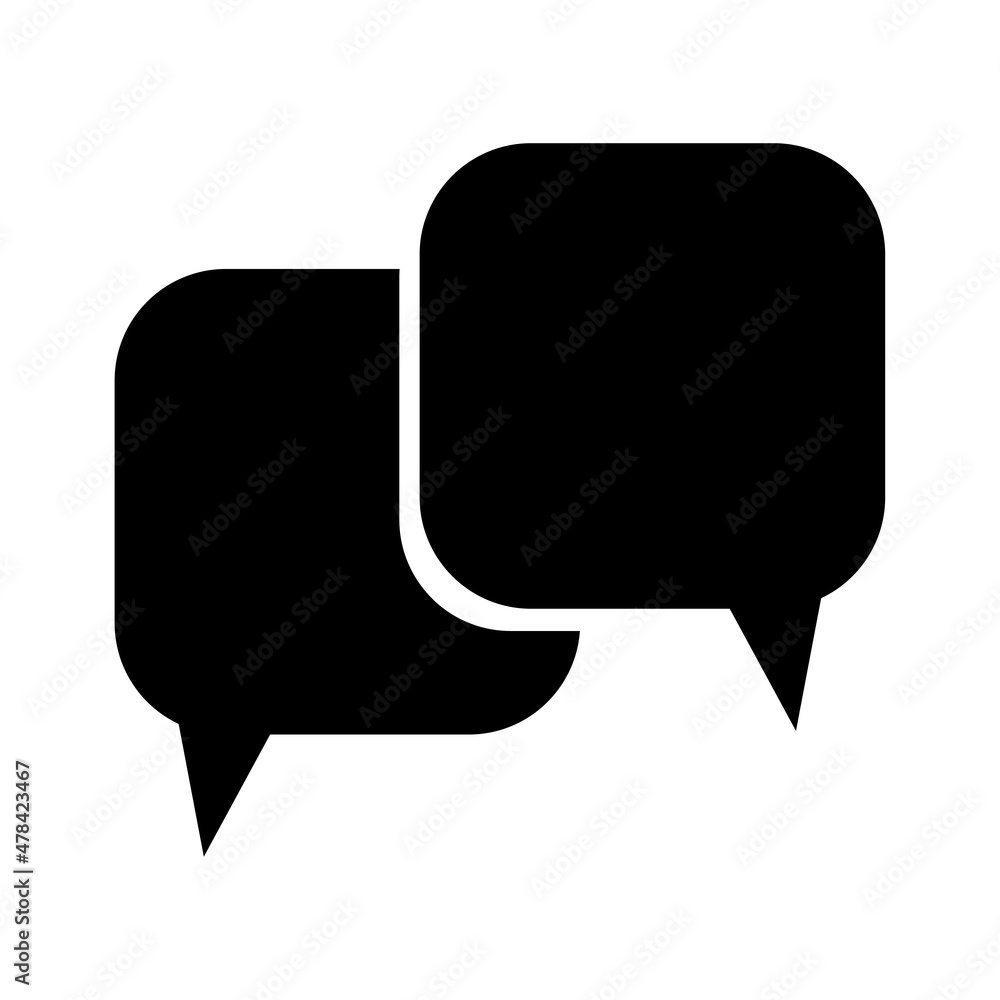 Square chat box icon. Two black shape. Message symbol. Soft outline. Simple design. Vector illustration. Stock image. Square chat box icon. Two black shape. Message symbol. Soft outline. Simple design. Vector illustration. Stock image.