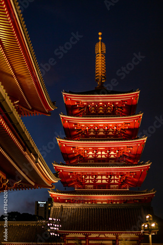 Canvas Print lighten up the tower of senso-ji at night in asakusa on december 31st 2021