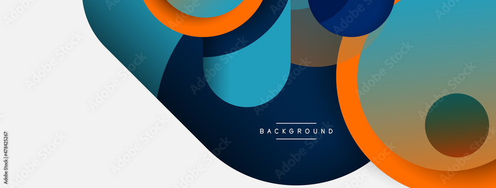 Creative geometric wallpaper. Minimal abstract background. Circles composition vector illustration for wallpaper banner background or landing page Creative geometric wallpaper. Minimal abstract background. Circles composition vector illustration for wallpaper banner background or landing page