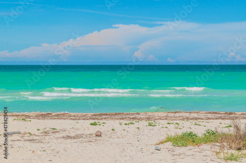 Beautiful turquoise beach landscape background in Mexico © Jessica
