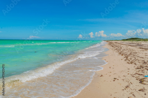 Beautiful turquoise beach landscape background in Mexico