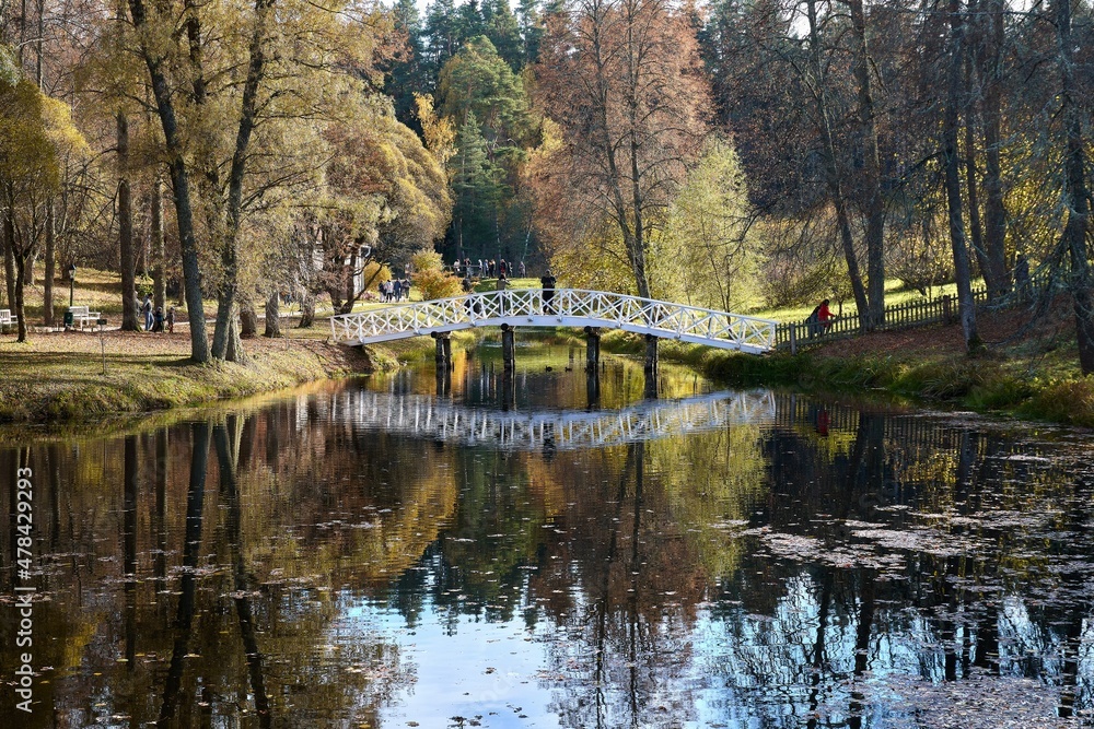 Small carved bridge across river