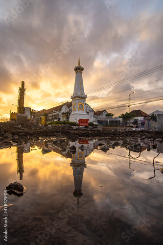 Yogyakarta, Indonesia - 21 Dcember 2020: Tugu Jogja, or Known as Tugu Pal is the Iconic Landmark of Yogyakarta. photo