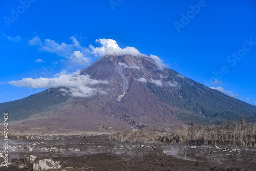 Mount Semeru erupts hot clouds / wedus gembel in East Java, Indonesia photo