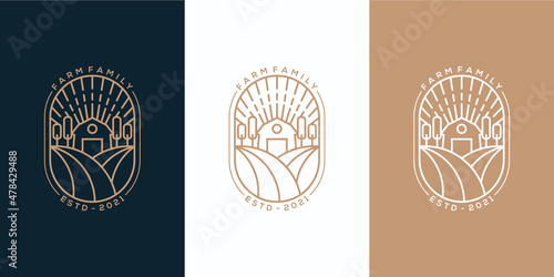 Farm family barn monoline luxury logo design inspiration