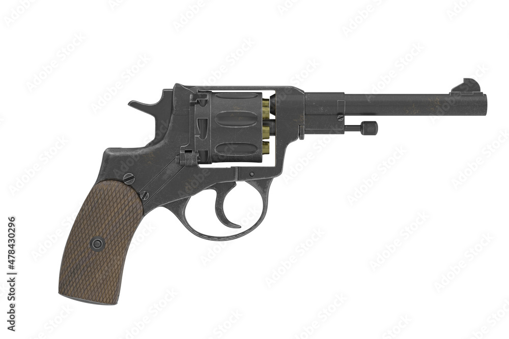 A Revolver isolated on white background. 3D illustration. A Revolver isolated on white background. 3D illustration.