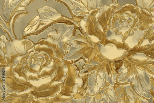 luxury gold flower background. 3D rendering. 3D illustration. © Holmessu